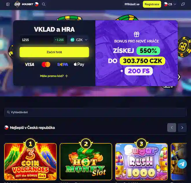 Úvodní stránka Goldbet Casino